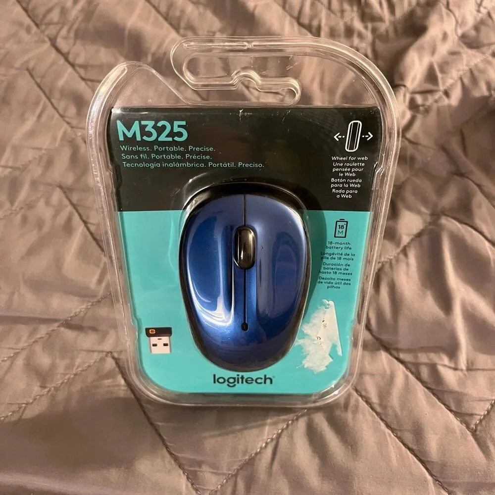 Logitech M325 Wireless Mouse Dark Blue Optical Ambidextrous NEW Sealed